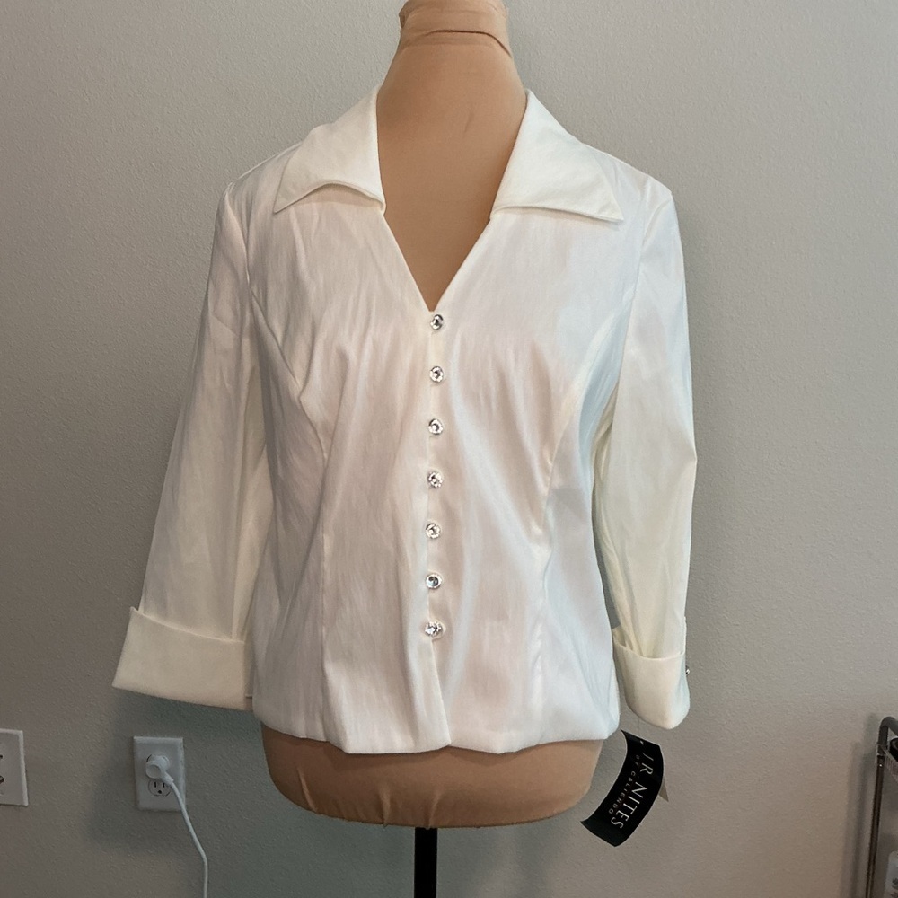 Classic White Button-Front Women's Blouse